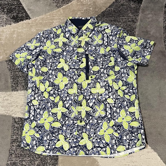 Speedo Other - Speedo‎ Hawaiian Performance Shirt Men 2XL Blue Green Floral Tropical Vented